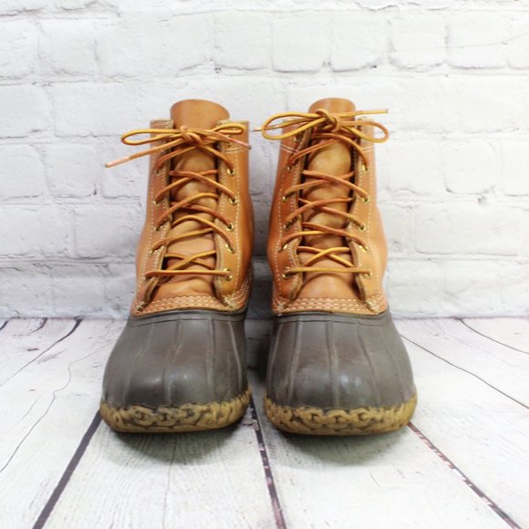 **LL BEAN Thinsulate Lined Brown Tan Leather 8" Du - Picture 3 of 6